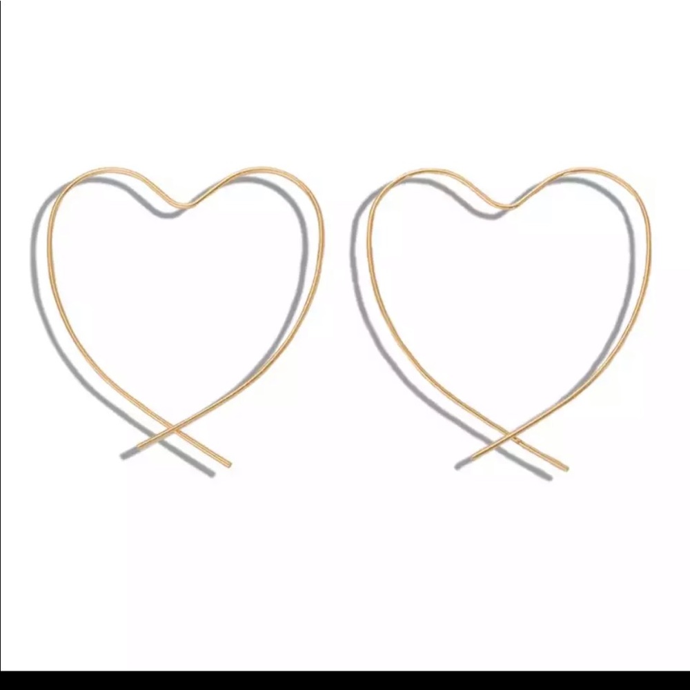 • Sloane • Dainty Heart Hoop Earrings - Picture 2 of 3
